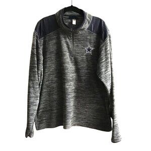 DALLAS COWBOYS AUTHENTIC MEN SOFT GREY PULLOVER HALF ZIP-UP CLOSURE SWEATER SZ L